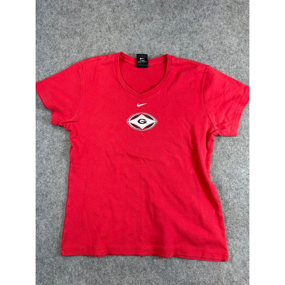 Vintage University Of Georgia Bulldogs T Shirt Boys Large Red Nike Team Kids Y2K